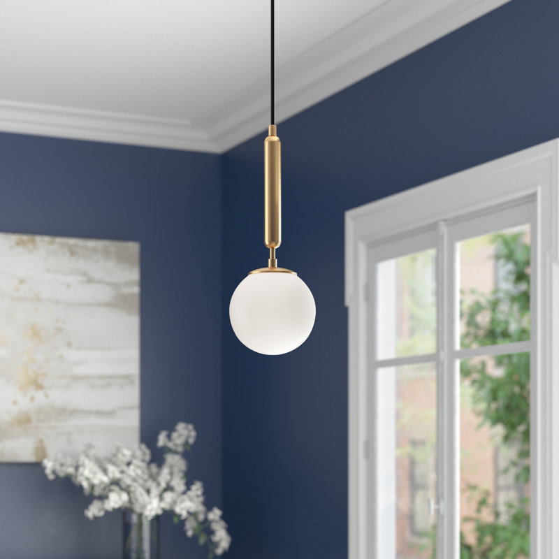 Luminaire suspendu en forme de globe à 1 lumière Celestia, Blanc, Or