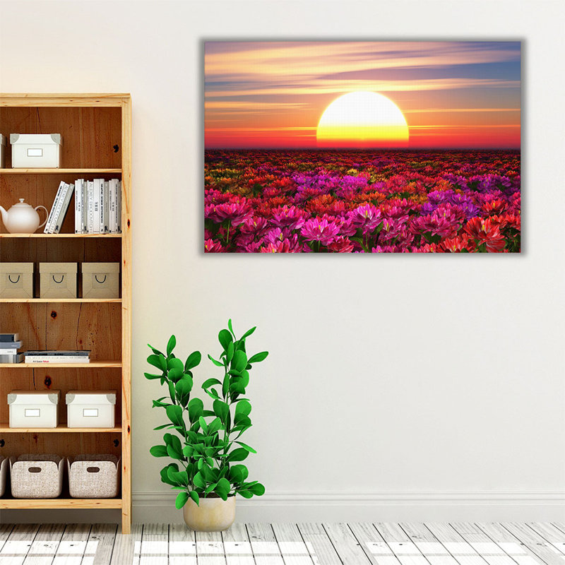 Floral Floral Sunset, H 32 po x l 48 po
