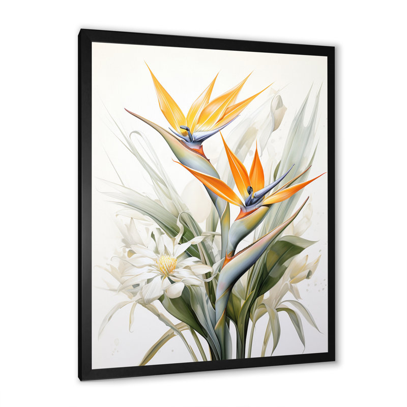 Oiseaux de paradis Paradise III - Art mural oiseaux de paradis, Cadre simple noir, H 40 po x l 30 po x P 1,5 po
