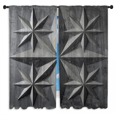 Rideaux de fenêtre gris à motif géométrique 3D et voilage obscurcissant - 2 panneaux