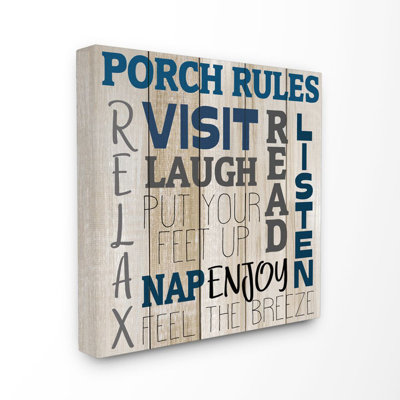 « porche rules country home wood », impression sur toile