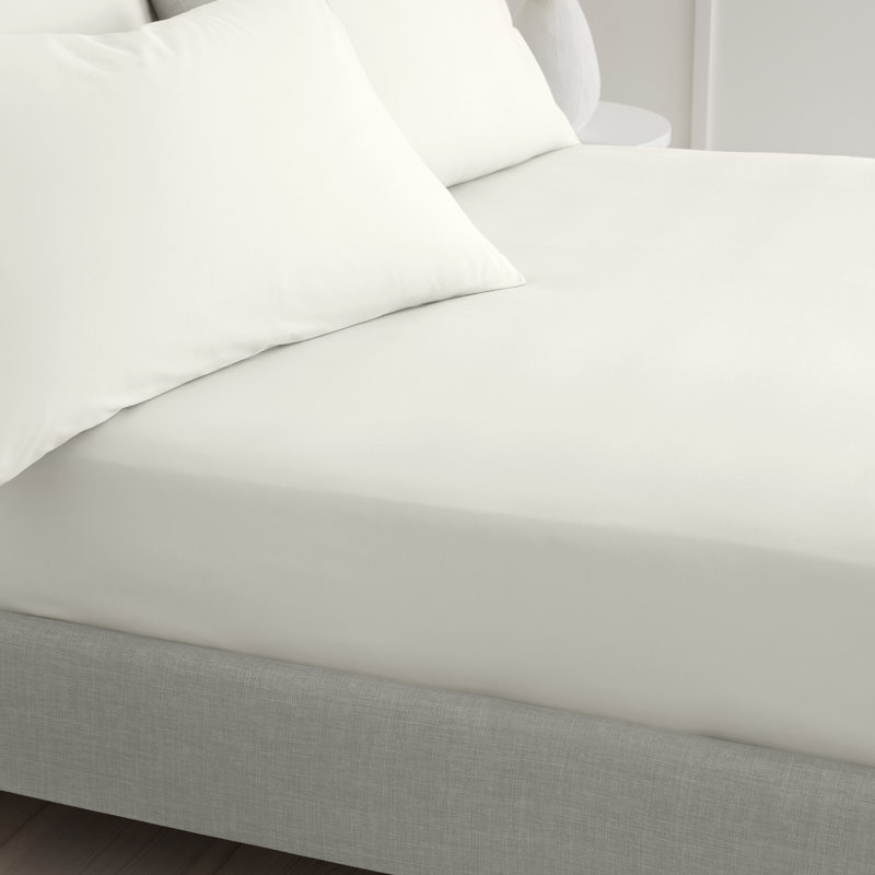 200 Thread Count 100% Cotton Extra Deep Fitted Sheet, Super King (6'), Cream
