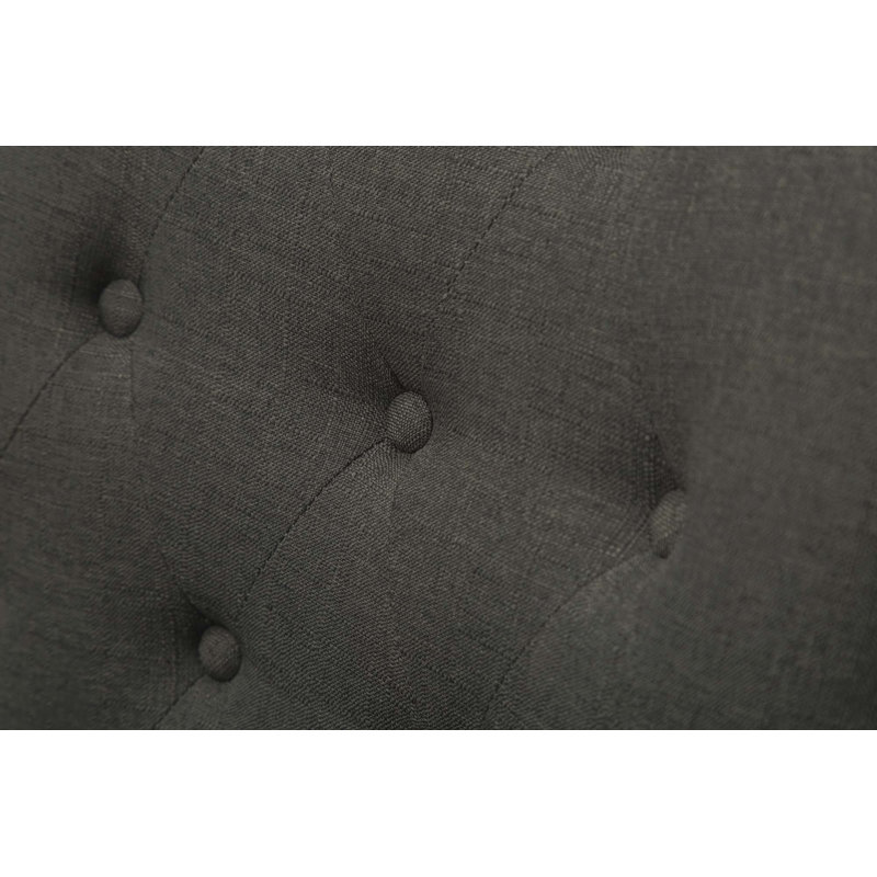 Fauteuils à oreilles capitonnés en bois massif capitonnés, Gris anthracite