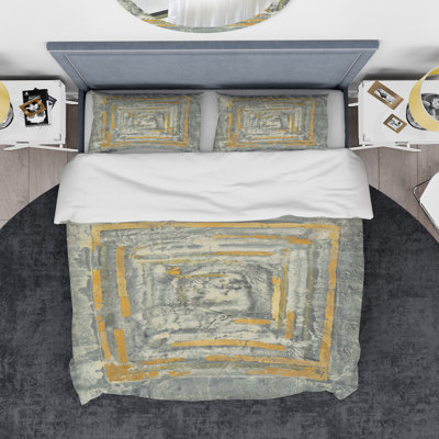 Tapisserie Gold Glam on Grey II - ensemble de housse de couette transitionnel - microfibre de polyester