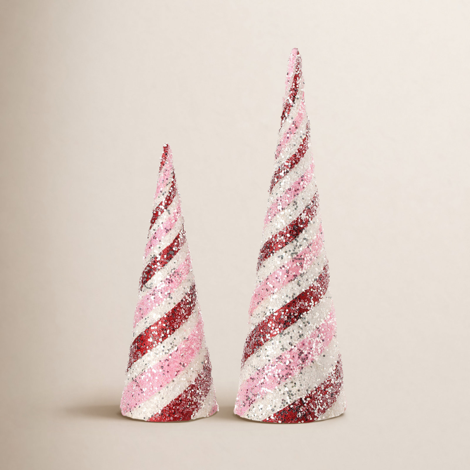 2-Piece Glitter Iced Cone Tabletop Tree Set