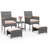 5 Pcs Patio Conversation Set With Soft Cushions Ottomans & Tempered Glass Top Table