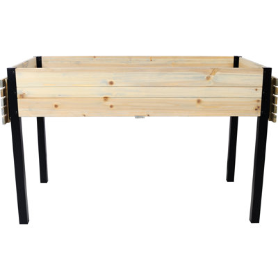 Lit de jardin surélevé avec arrangement pratique - bois de sapin pour la culture d'herbes, bac à fleurs pliable pour l'extérieur