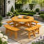 Table de pique-nique d'extérieur 8 personnes - table de salle à manger de camping avec 4 bancs intégrés, capacité de 2220 lb, pour le jardin