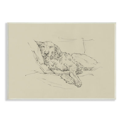 Croquis de chien monochromatique décontracté Fluffy Retriever