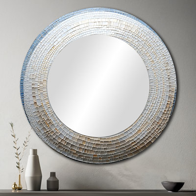Rocus Silver Swirl Shell Fish - Nautilus Decorative Mirror, Modern Round Wall Mirror, Printed Metal Art