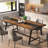 Baeumel 70.87'' Rectangle Dining Table for 6-8, Wood Kitchen Table with Strong Metal Frame-303258594