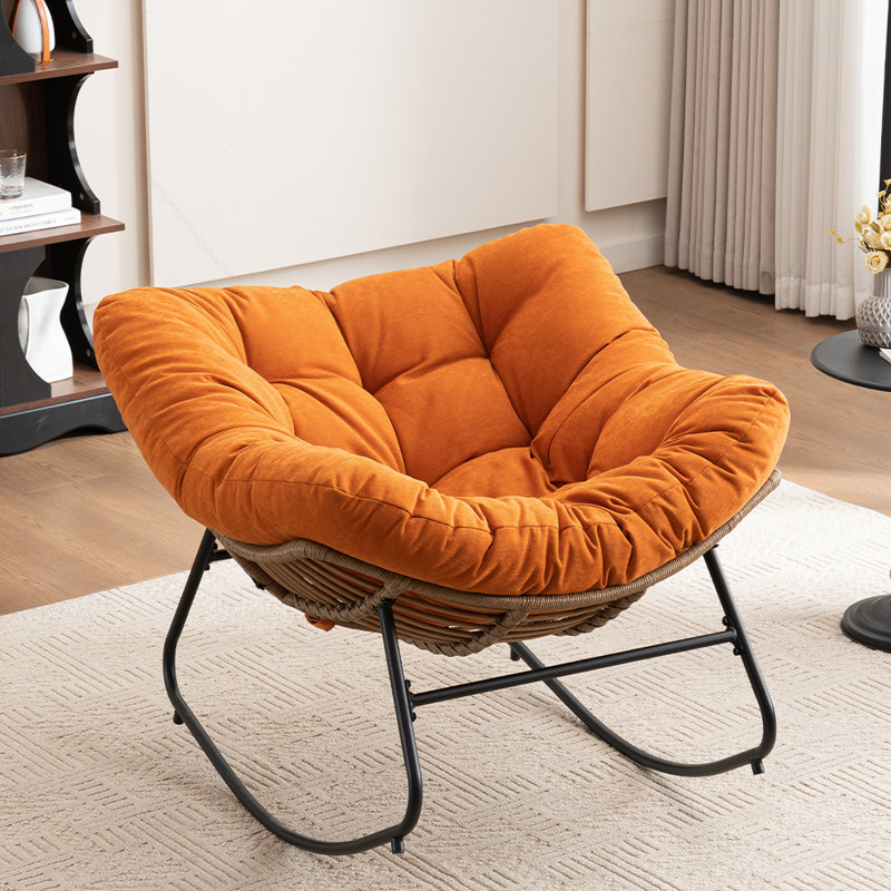 Chaise d'appoint berçante rembourrée Chenille, Orange