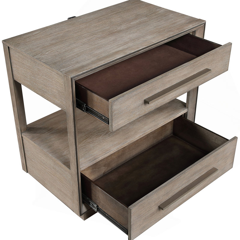 Table de chevet 2 tiroirs Taupe