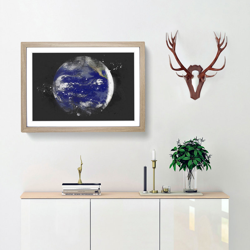 A Satellite Image of Earth - Picture Frame Graphic Art Print, 62cm H x 87cm W x 2cm D, Oak Framed