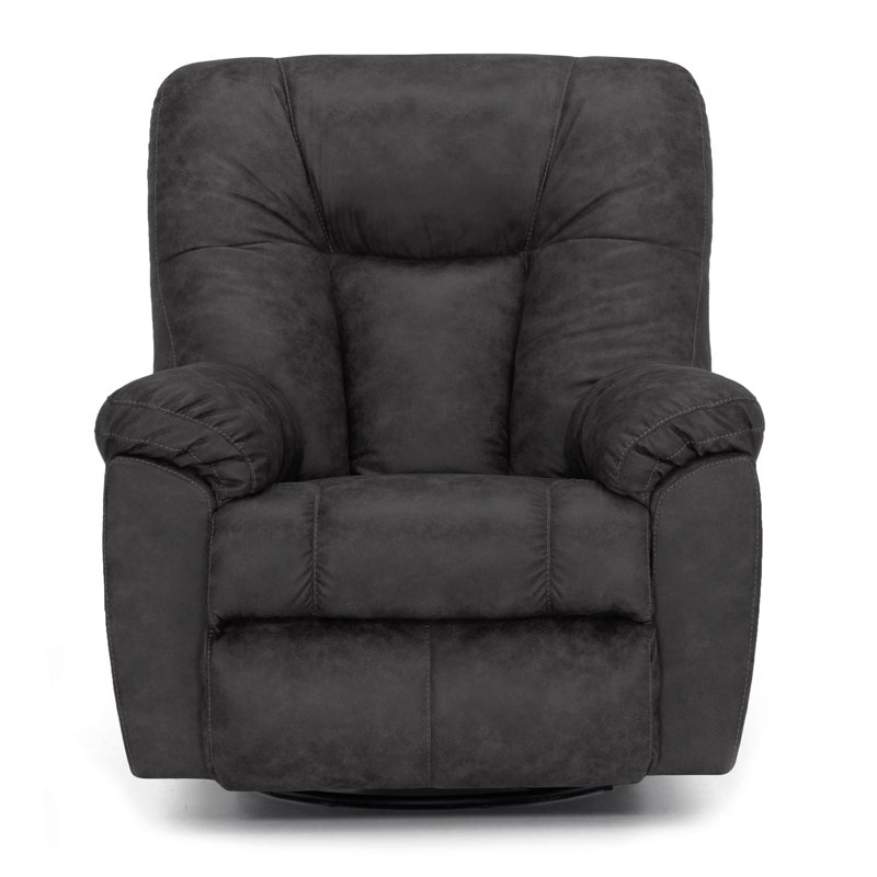 Jerrin Upholstered Swivel Recliner, Black