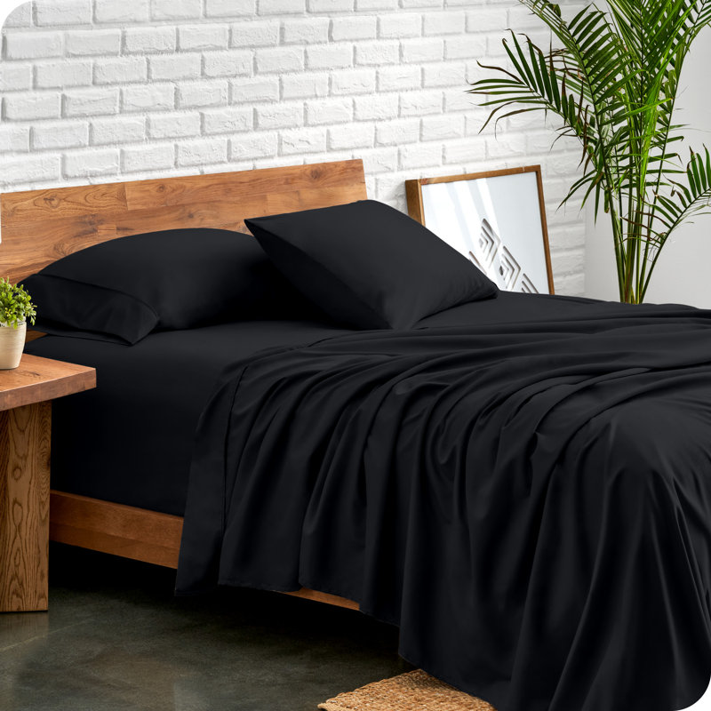 Ensemble de draps en microfibre Bare Home, Ensemble de draps pour très grand lit divisé ave, Noir