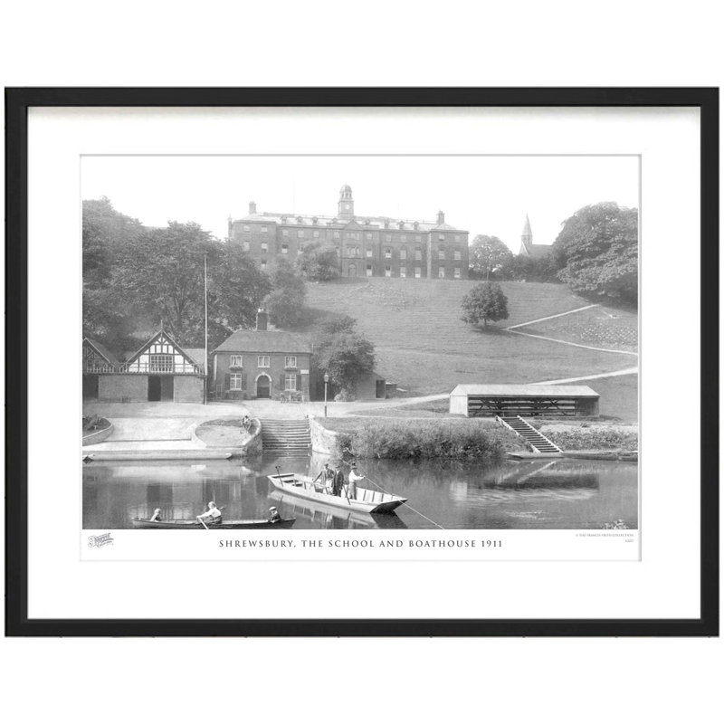 Shrewsbury, The School And Boathouse 1911 - Single Picture Frame Print, 40cm H x 50cm W x 2.3cm D