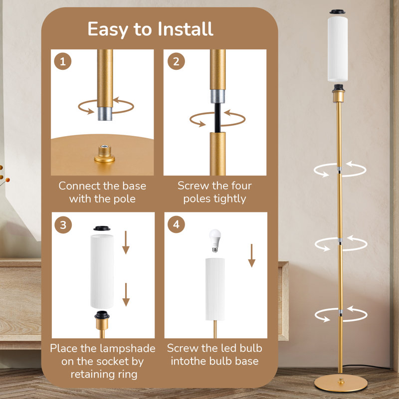 165cm Polished LED Traditional Floor Lamp
