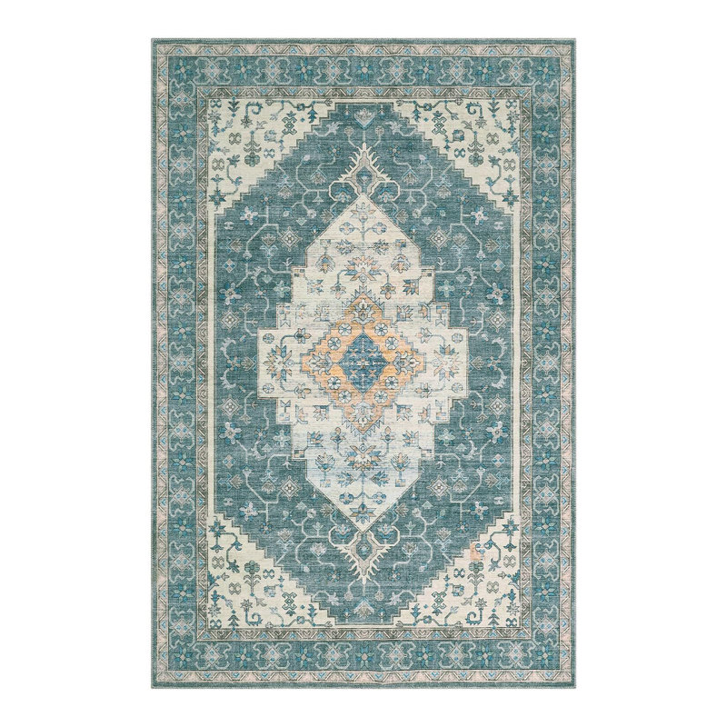 Tapis bohémien lavable antidérapant pour la salle à manger de la chambre à coucher, Rectangle 9 pi x 12 pi