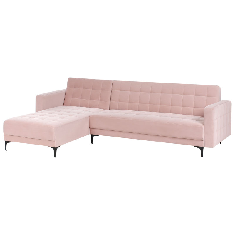 Aliyha 4 Seater Velvet Sofa Bed, Left Hand Facing, Pink