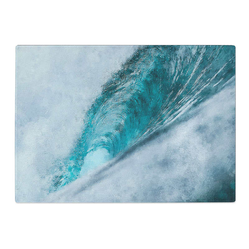 Tempered Glass Curve of the Ocean Wave Chopping Board, 20 cm x 28.5 cm