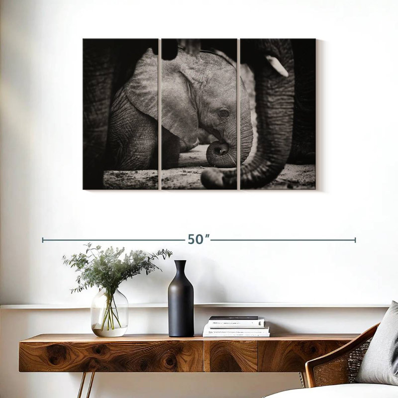 Napping Baby Elephant, 24" H x 38" W