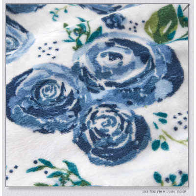 Spring 3 Foot Rounded Bean Bag, Blue Rose Print, Soft High-Density Foam For Ultimate Comfort