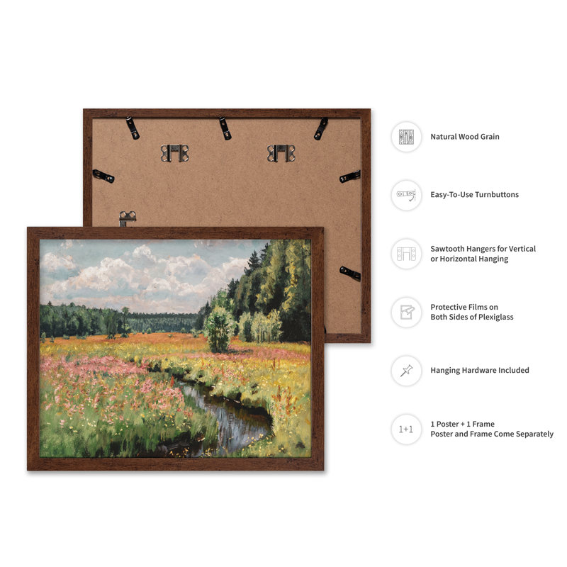 Prairie d'été, Poster, 24"H x 32"W, Brown Framed