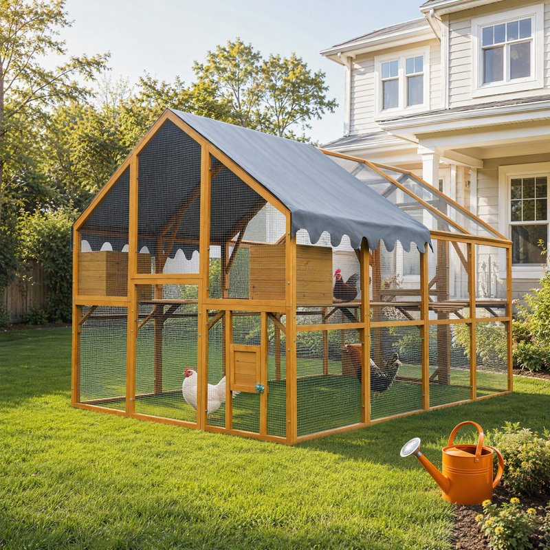 Grande cage de poulailler pour l'extérieur de 110 po avec couvercle amovible imperméable, cage pour animaux de compagnie en métal pour chatons, poulets et petits animaux, verrou sécuritaire et 2 portes