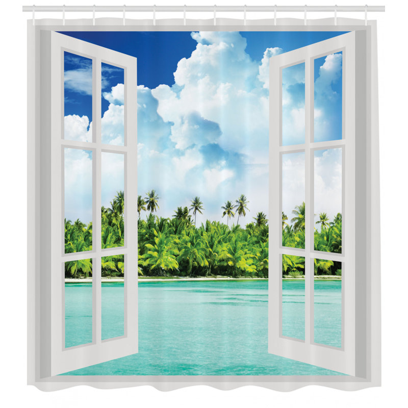 Shower Curtain with Hooks Included, 70" H x 69" W