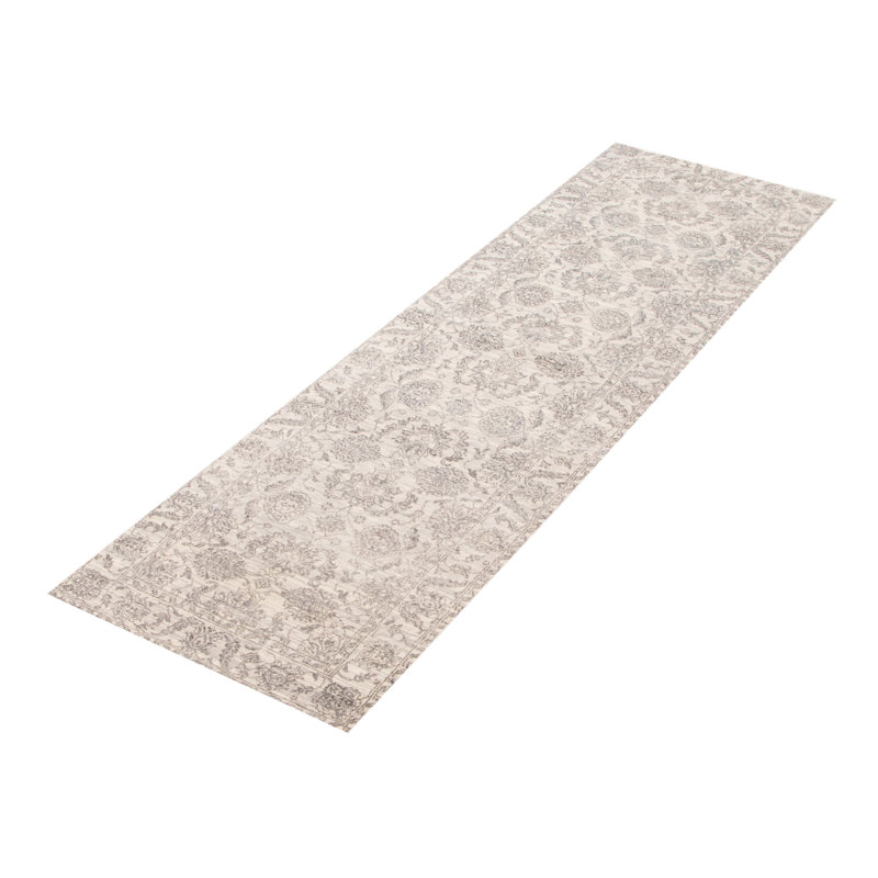 Tapis gris héritage noué à la main de conception unique 2 pi 7 po x 8 pi 7 po