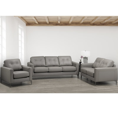 Canapé, causeuse et fauteuil en cuir Laga