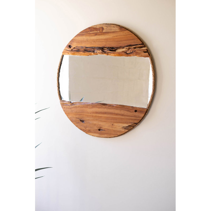 RECYCLED WOOD ROUND FRAMED MIRROR
