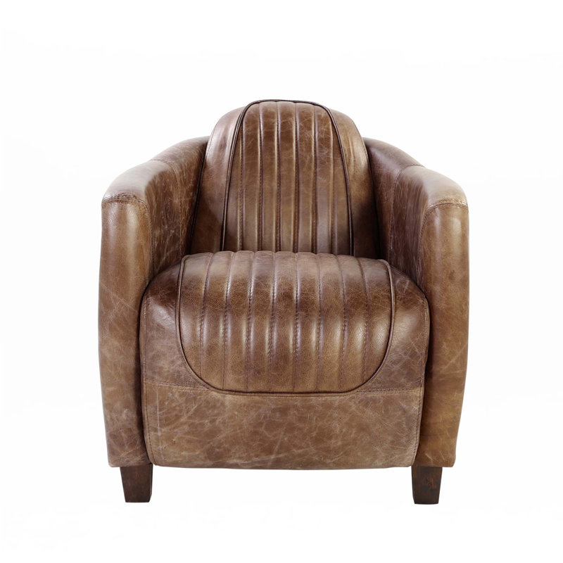 Fauteuil d'appoint en cuir fleur