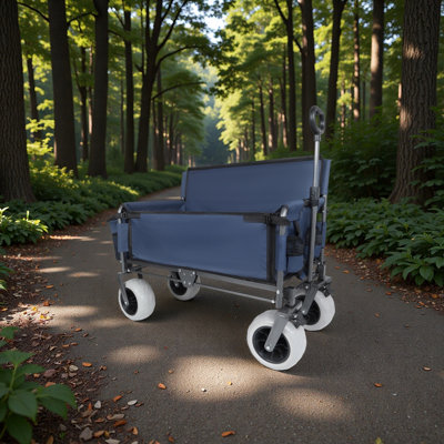 3-in-1 Folding Wagon with Bench Seat – patent protection, 500lbs Capacity, 9"x4" Beach Tires for Camping & Beach