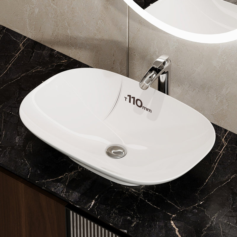 HOROW Basin 60mm L x 40mm W White Ceramic Oval Sink