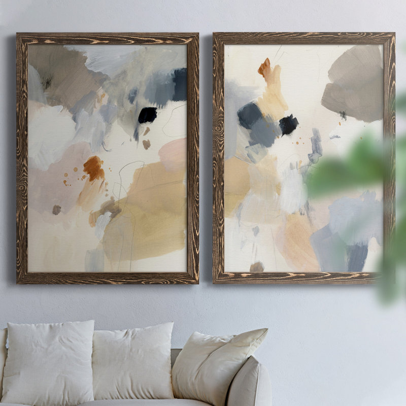 «Neutral Scrawl IPremium», reproduction d'art encadrée - prête à être accrochée, H 37,5 po x l 55 po x P 1,5 po, Pas de tapis