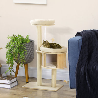 Tour à chat moderne pour chats d'intérieur, tour à chat avec poteau à griffer et lit, mobilier pour chat, tour d'escalade pour chat