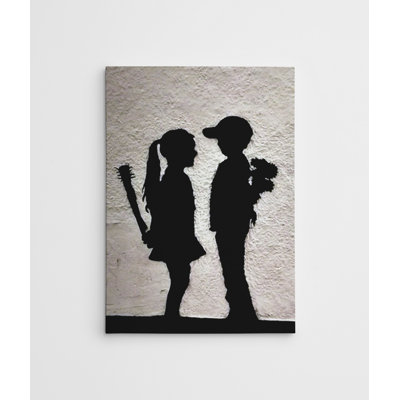 Superbe peinture décorative sur toile Banksy, 19,7 po x 27,6 po | 100% toile, cadre en bois | Impression numérique pour décoration intérieure moderne, unique et accrocheuse