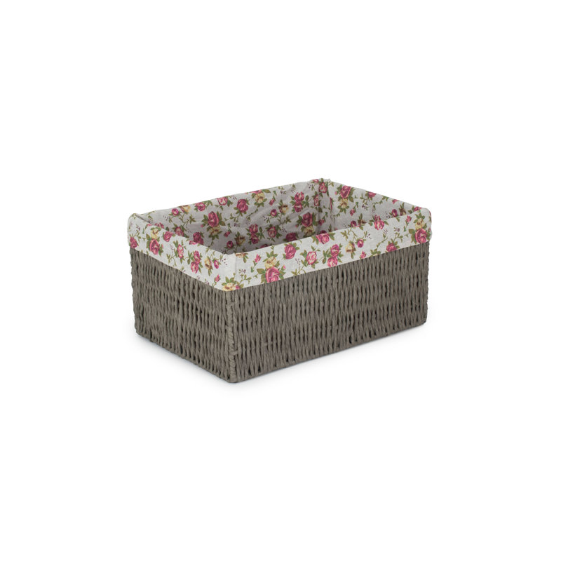 Wicker Grey Paper Rope Storage Basket with Lining, 22cm H x 42cm W x 30cm D