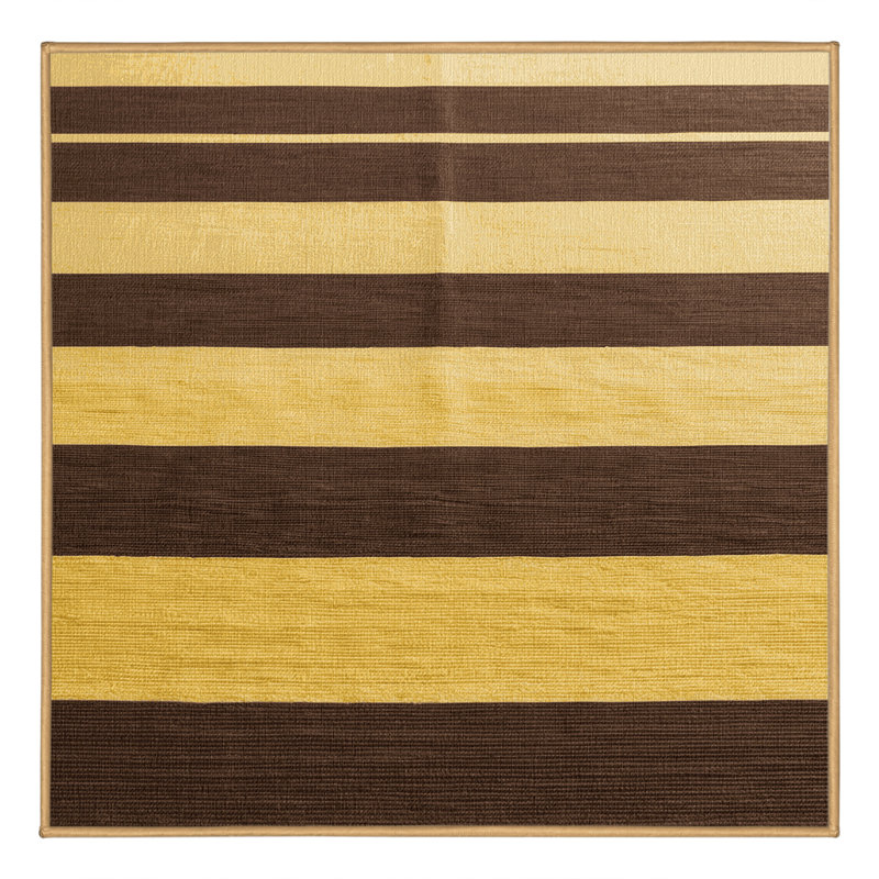 Tapis brun à rayures horizontales lavable à la machine, Carré 8 pi