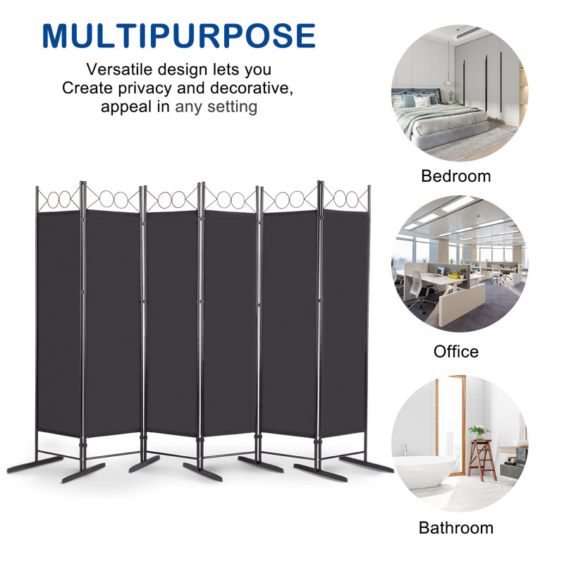 246.1cm W x 180.1cm H 6 - Panel Folding Room Divider