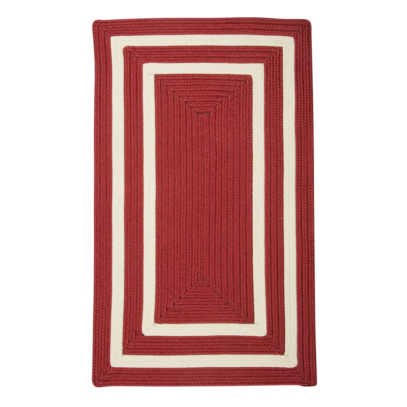 Tapis rouge tressé à bordure Cisbrough, Rectangle 2 pi x 3 pi