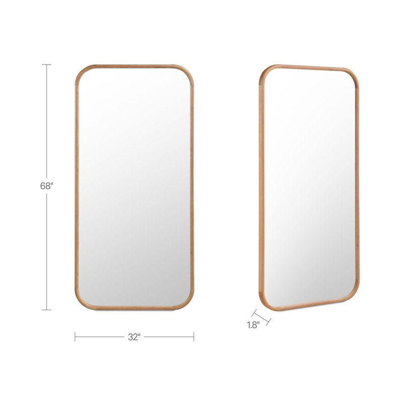 Kai Rectangle Floor Mirror, Oak Wood