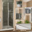 Porte de douche pliante sans cadre en verre trempé, réversible, 86 cm (L) x 183 cm (H), fini chromé-106893269-124845626