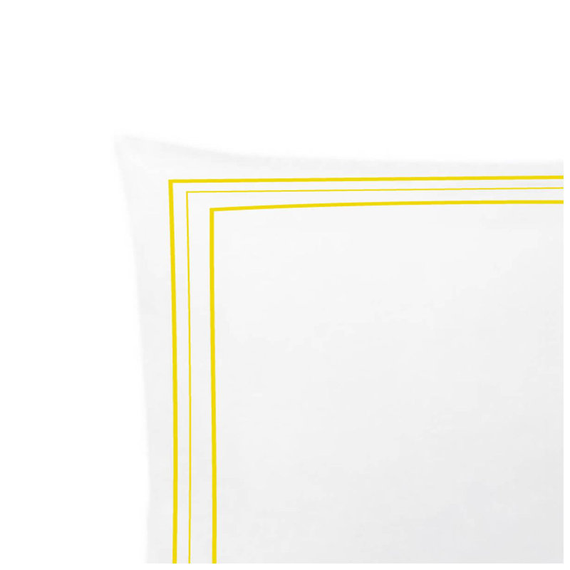 400TC Cotton Classic Embroidery Sateen Solid Euro Sham, 22"H x 22"W, White/Yellow