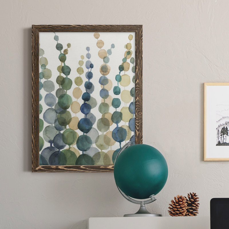 «Pompom Botanical I», toile encadrée de qualité supérieure - prête à être accrochée, Noyer, H 32 po x l 23 po x P 1 po