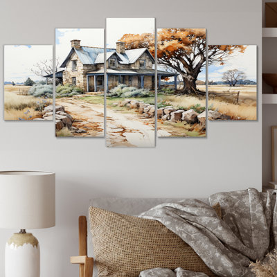 «Farmhouse Patterns An II on Canvas», reproduction de 5 pièces
