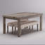 4-Person Dining Room Set, Mid-century Rectangular  Wood  Dining Table with 2 Upholstered Benches  for Apartment Kitchen