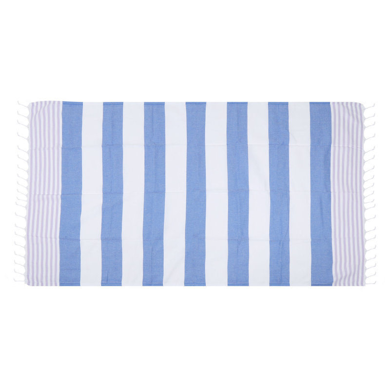 Serviette de plage en coton turc Carmon, Bleu / Rose